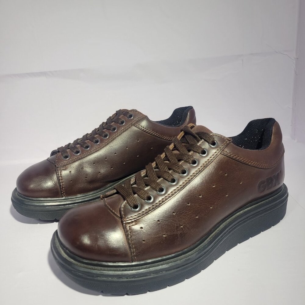 GBX 316301 Men's US Size 10M Brown Leather Lace Up Round Toe Sneaker Shoes - Picture 9 of 11